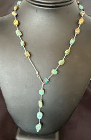 Green Turquoise Liquid Heishi Nugget 20"Necklace | Sterling Silver | Authentic Native American Handmade | 19046