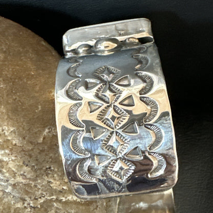 Mens Womens White Buffalo Turquoise Navajo Sterling Silver Cuff Bracelet 17945