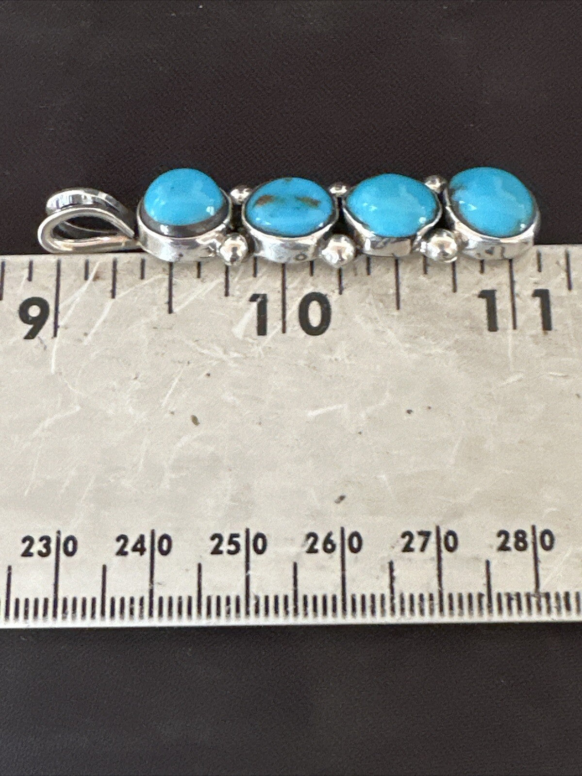 Robin Egg Turquoise 4 Stone Navajo Sterling Silver Cluster Pendant 18336