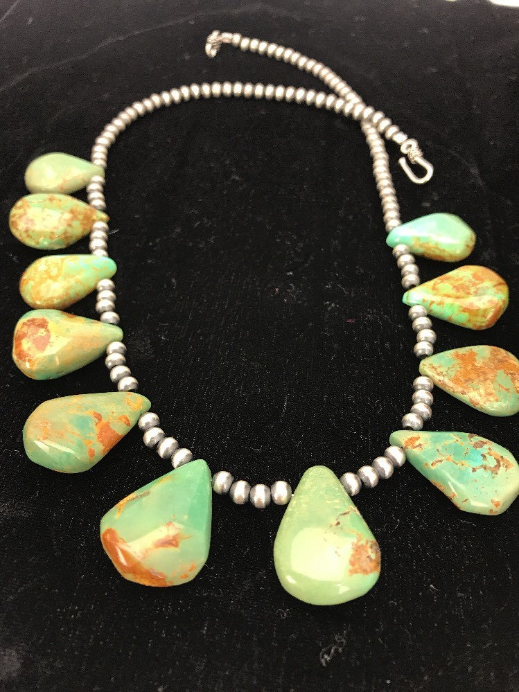 Native American Navajo Pearls St Silver Royston Turquoise Necklace 10072
