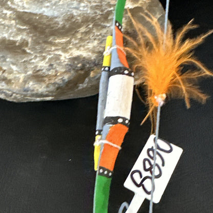 Native American Multicolor Leather Bow Model Navajo Car Charm Dangle 6.5" 8890