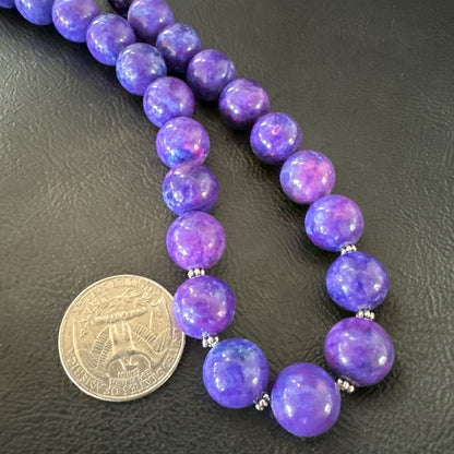Royal  Purple Stone Graduated Bead Navajo Sterling Silver Necklace 21” 18076