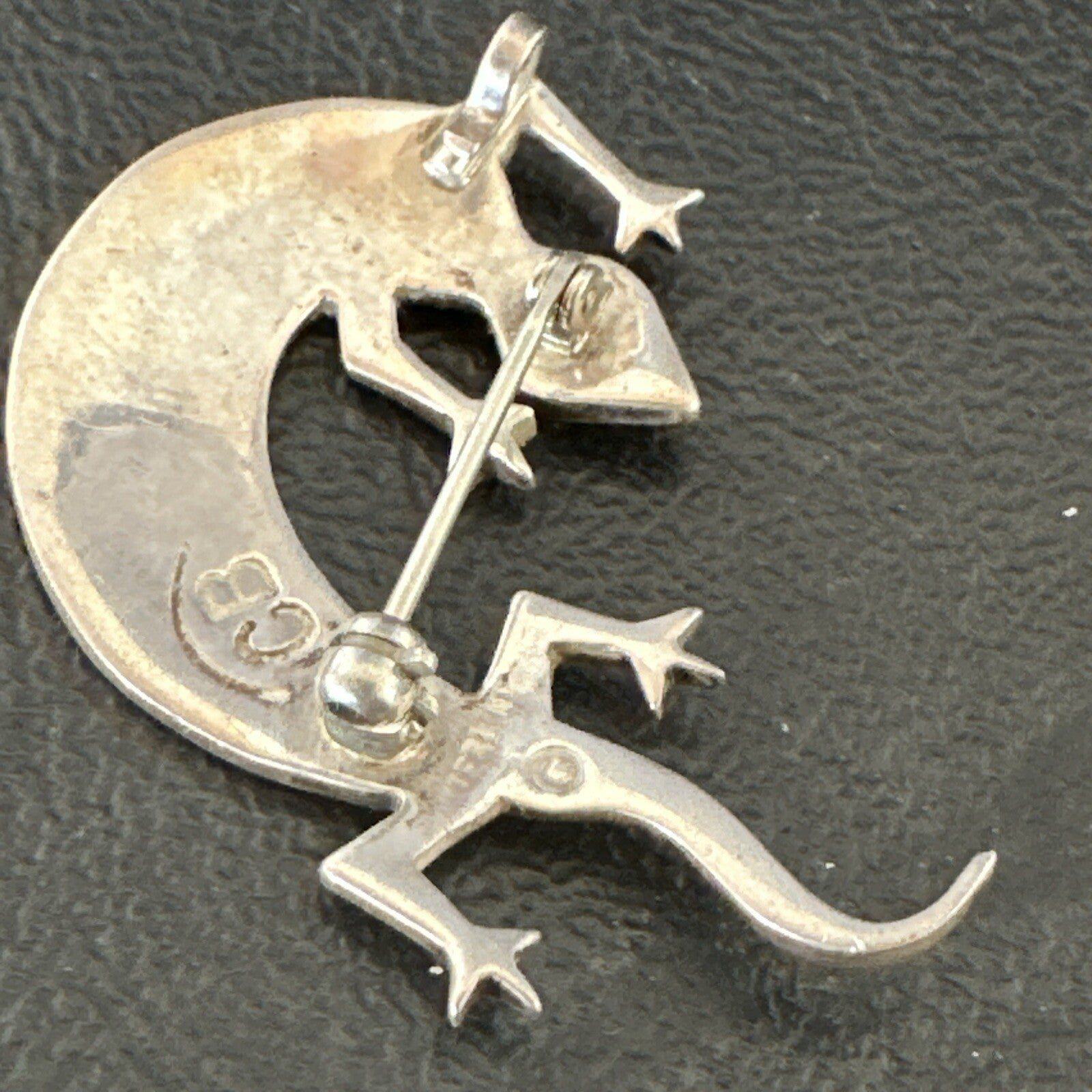 Navajo Stamped Lizard Pin Pendant Gecko Sterling Silver 18045