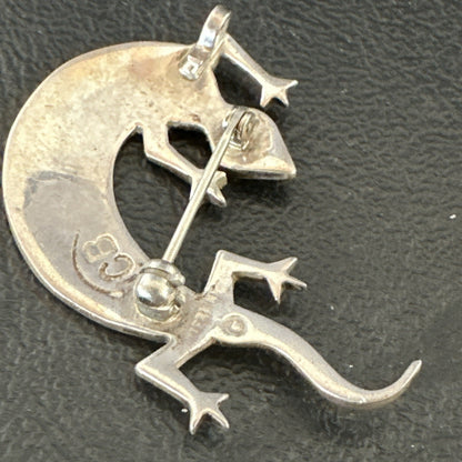 Navajo Stamped Lizard Pin Pendant Gecko Sterling Silver 18045