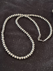 5mm Beads Navajo 18"Hook Eye Cone Necklace | Sterling Silver | Authentic Native American Handmade
