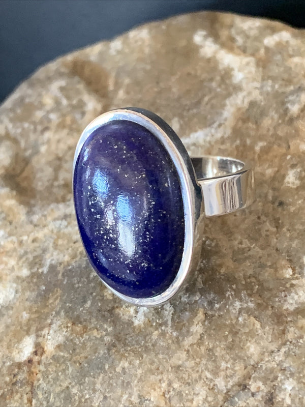 Men Blue Lapis Lazuli Navajo Ring Size 7 | Sterling Silver | Authentic Native American Handmade | 10279