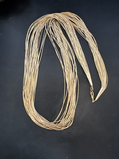 Gold Filled Heishi Tubes 30 Strand Liquid Sterling Silver Necklace 28” 18057