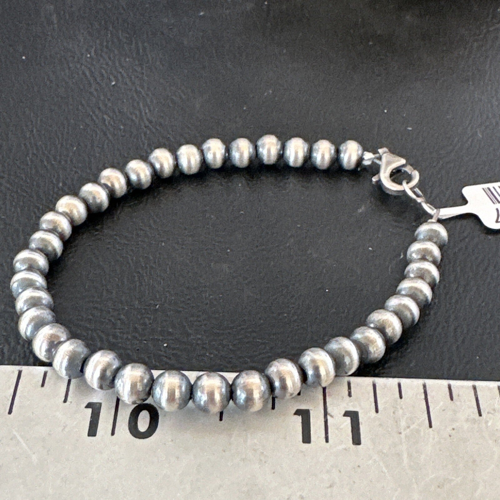 Native American Navajo 5mm Beads 7” Sterling Silver Bracelet 99957