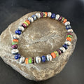Multicolor Lapis Turquoise Stretch Bead Bracelet Navajo | Sterling Silver | Authentic Native American Handmade | 17907