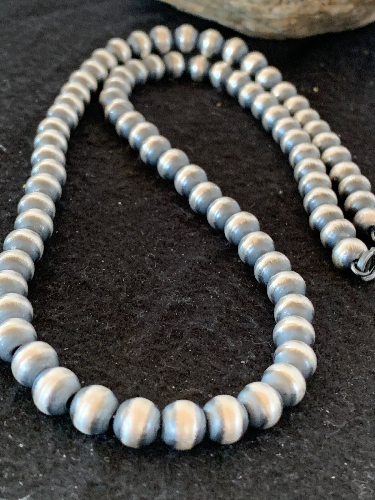 Native American 8mm Sterling Silver Navajo Pearls 23" Single Strand Necklace