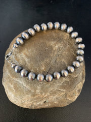 Navajo 8mm Beads 7"Bracelet | Sterling Silver | Authentic Native American Handmade | 90807