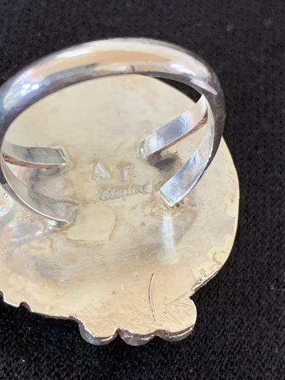 Orange Spiny Oyster Navajo Sterling Silver Ring Size 10.5 14694