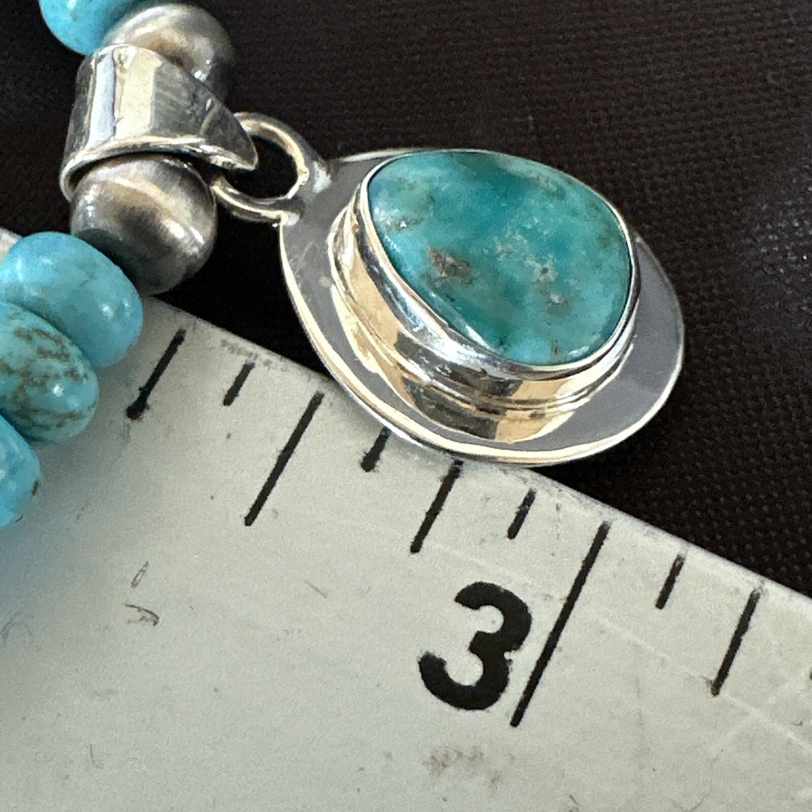 WoMens Blue Kingman Turquoise Pendant Navajo Sterling Silver Necklace 21" 18149
