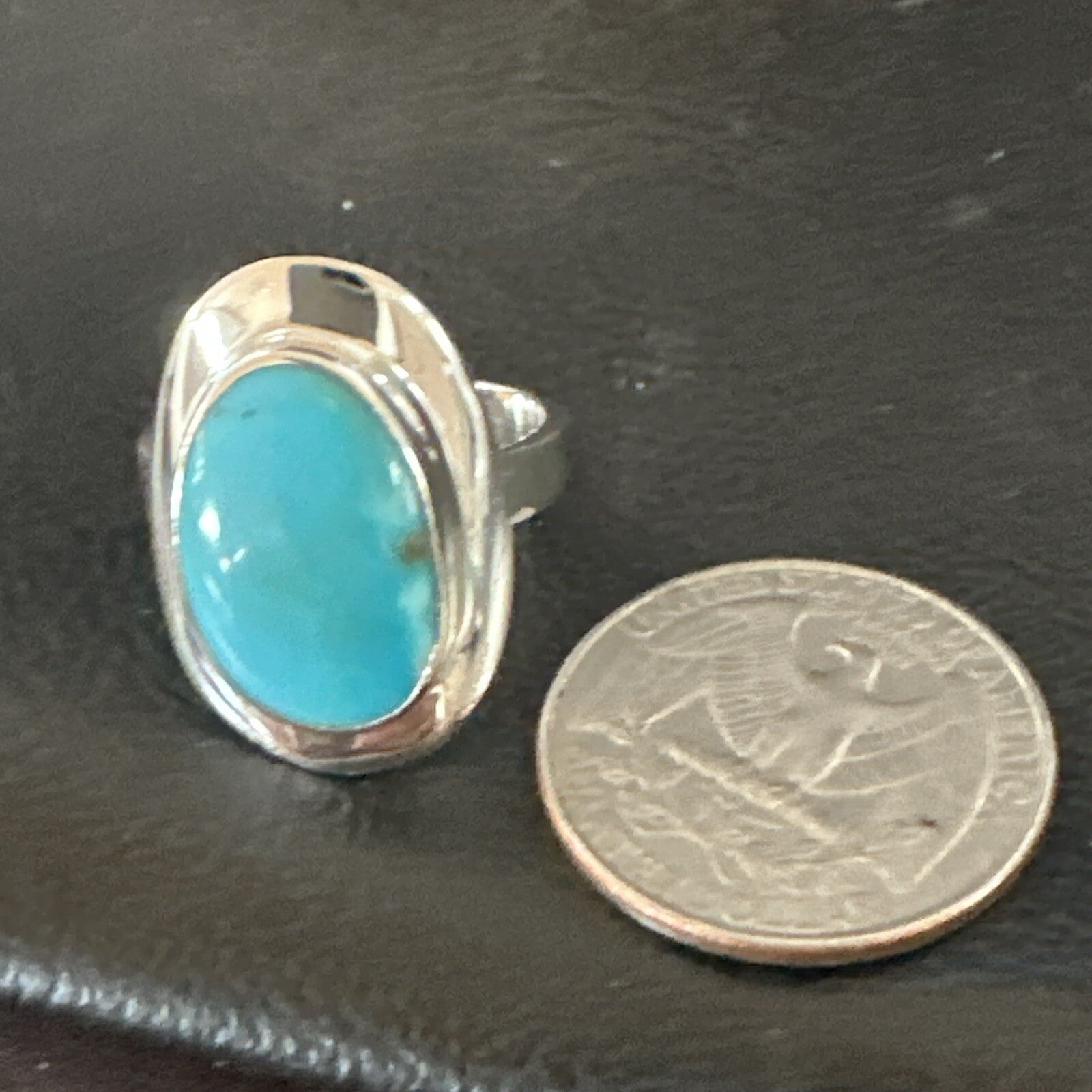 Southwestern Sterling Silver Blue Kingman Turquoise Ring Size 7 18509