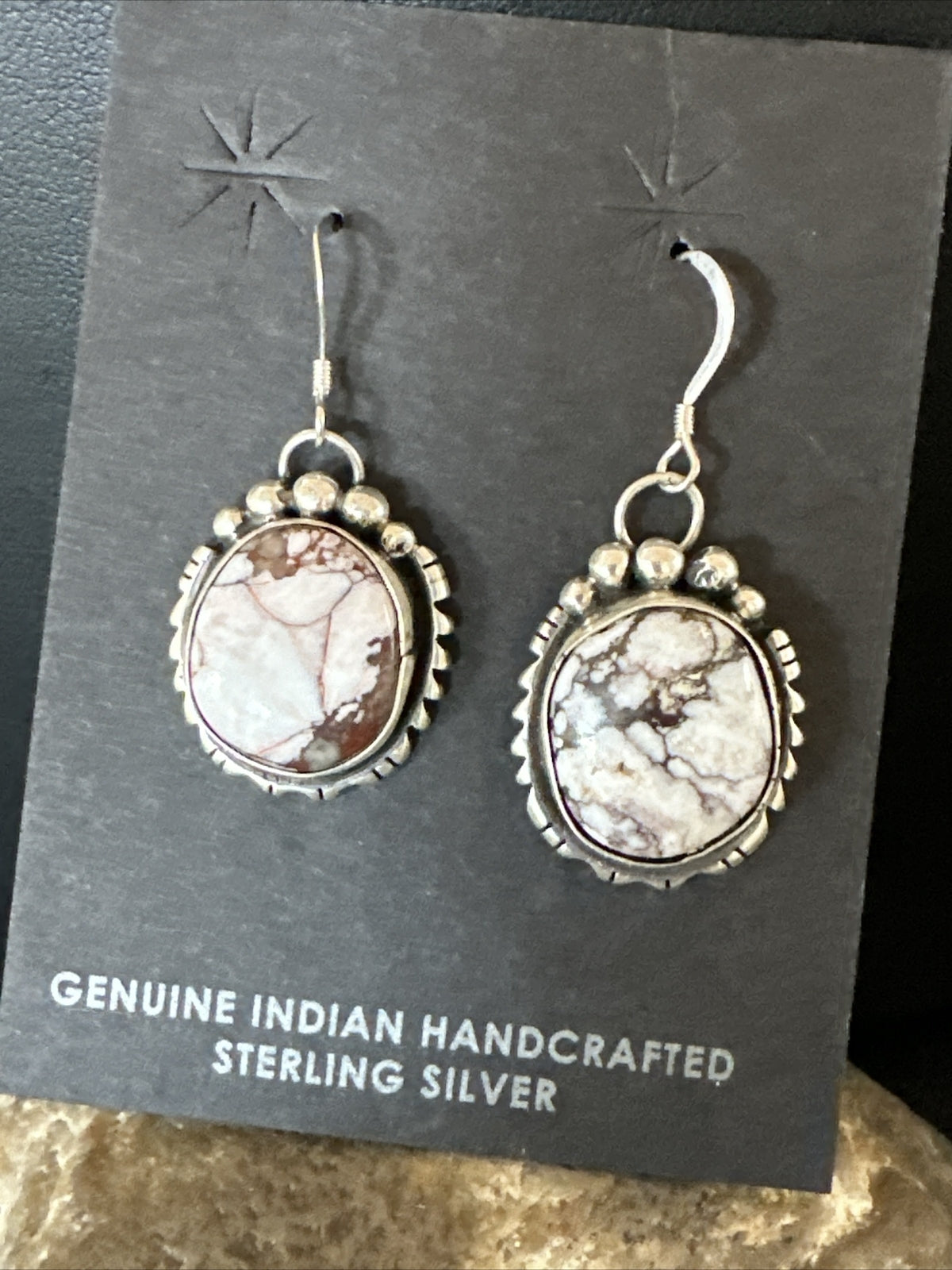 Womens Wild Horse Turquoise Navajo Sterling Silver Dangle Earrings 17706