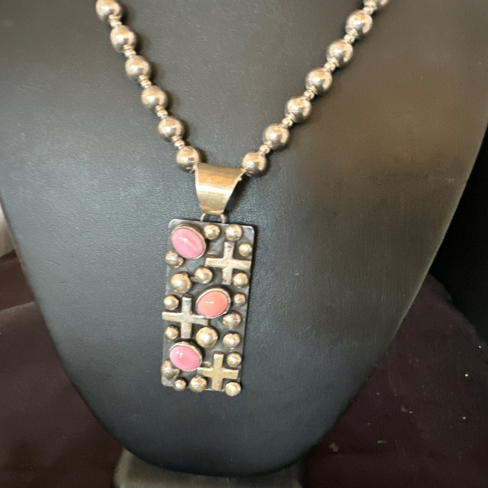 Navajo Pearls Pink Conch Necklace Pendant 19” Native American 15908