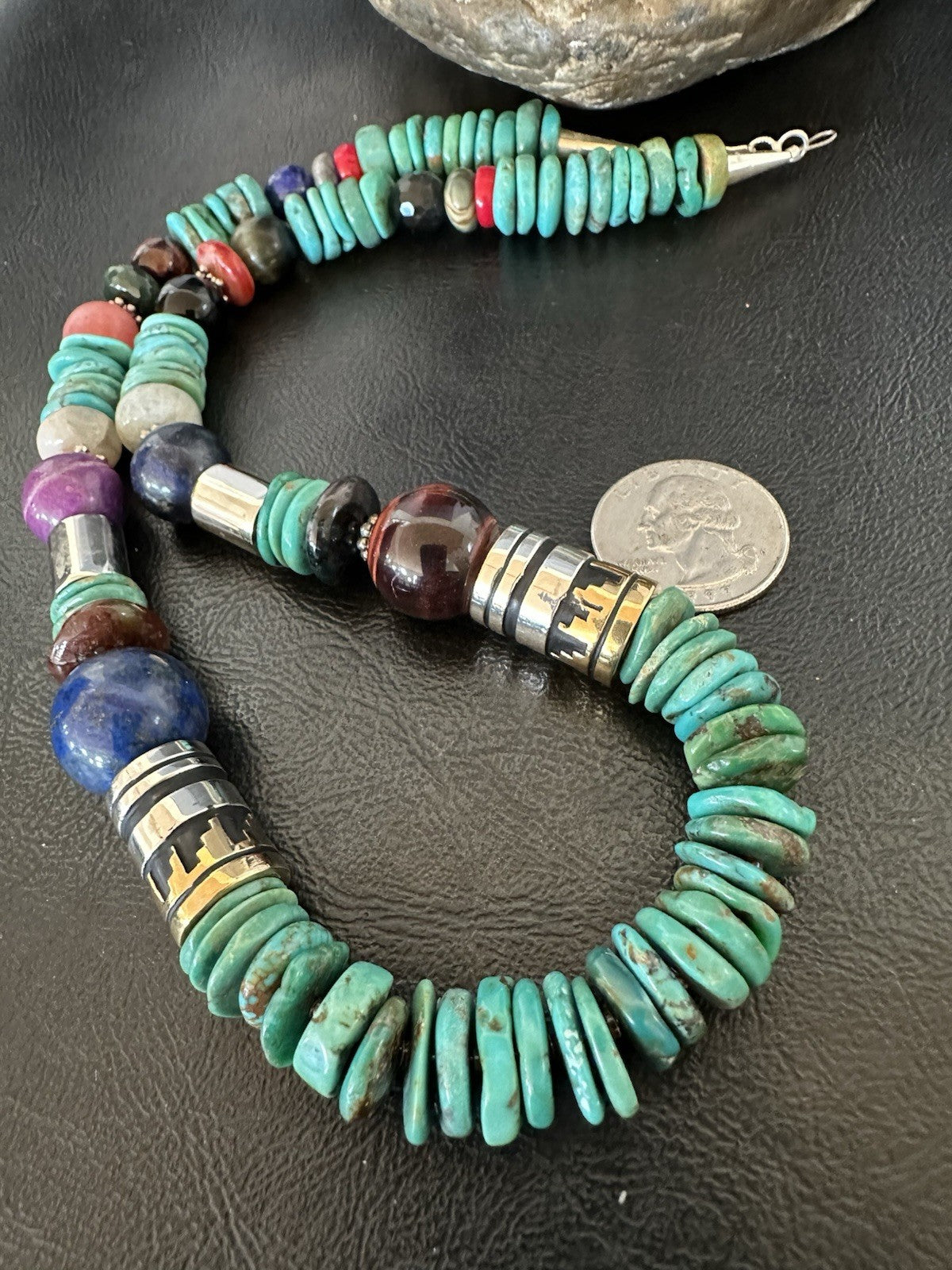 Tommy Rosita Singer T R Sterling Silver Blue Turquoise Bead Necklace 21 in 19412
