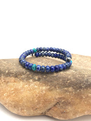 Lapis Turquoise Bead Navajo Bracelet | Sterling Silver | Authentic Native American Handmade | 03260