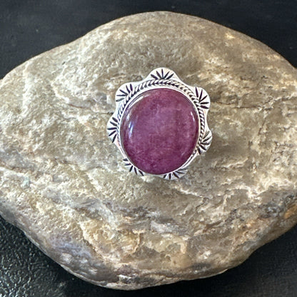 Womens Purple Spiny Oyster Navajo Sterling Silver Ring Size 6 18626
