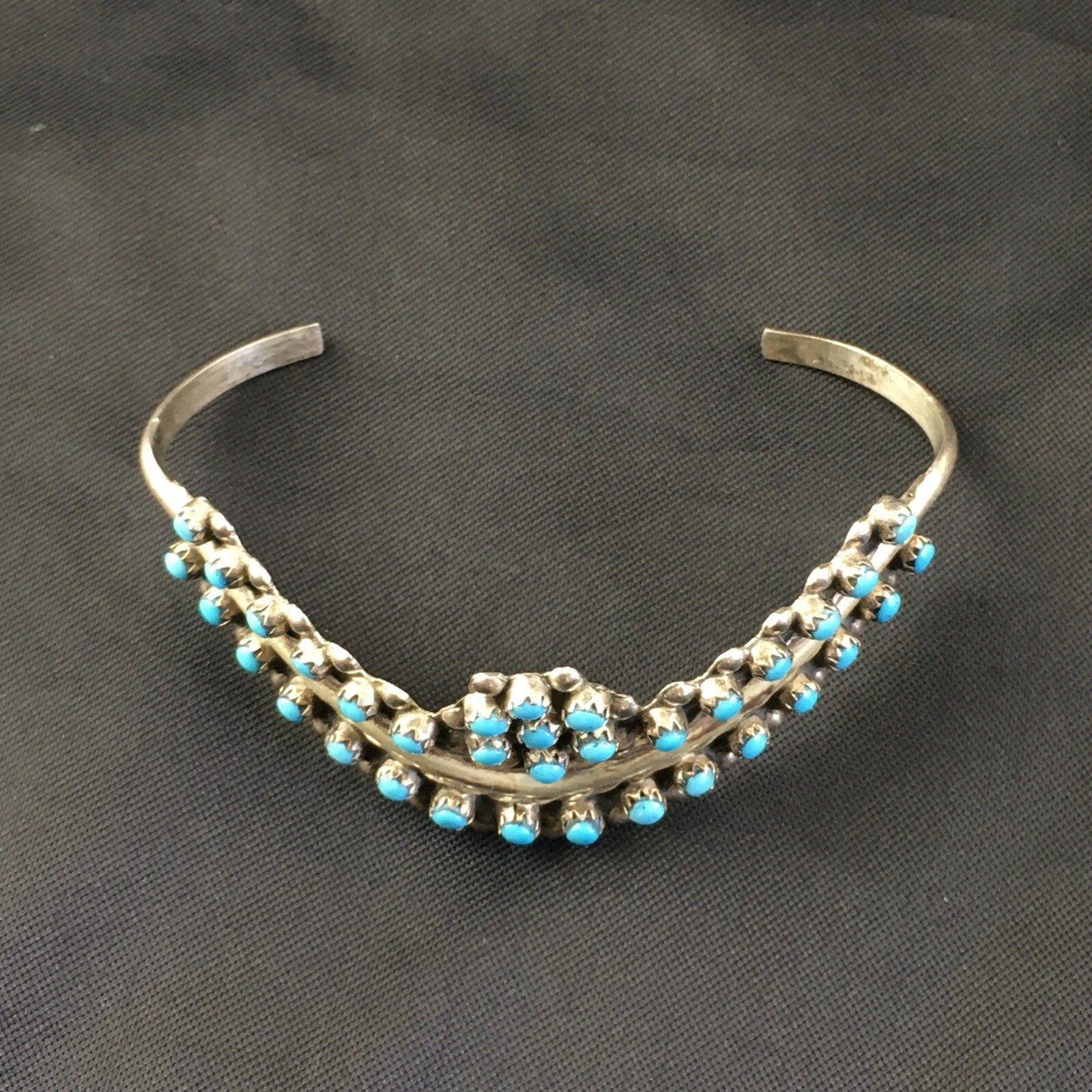 Children Blue Turquoise Petite Point Zuni Sterling Bracelet 01990