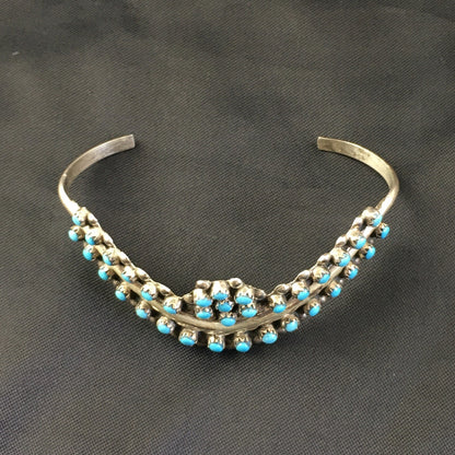 Children Blue Turquoise Petite Point Zuni Sterling Bracelet 01990