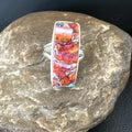 Blue Turquoise Purple Spiny Oyster Navajo Ring Size 8 | Sterling Silver | Authentic Native American Handmade | 18218