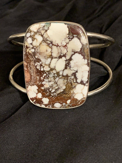 Womens Wild Horse Turquoise Sterling Silver Cuff Wire Bracelet 10497