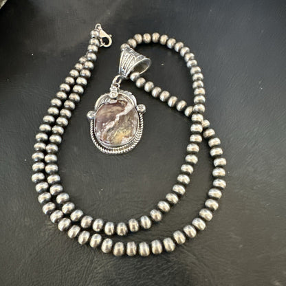 Mens Womens Wild Horse Turquoise Pendant Navajo Sterling Silver Necklace 17801