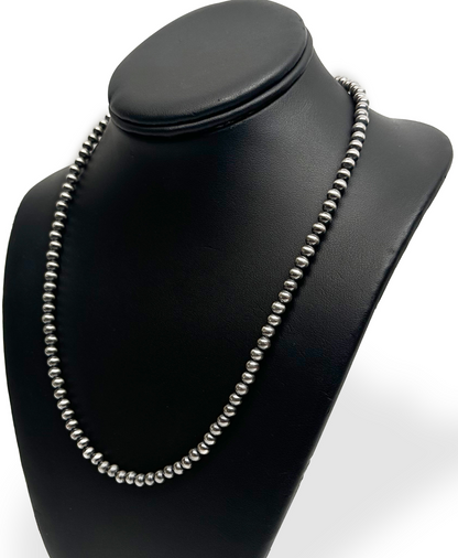 Native American Navajo Pearls 3mm Sterling Silver Bead Necklace 14” - 30"