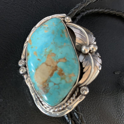 Native Mens Bolo Tie Blue Royston Turquoise Sterling Silver Navajo 14111N
