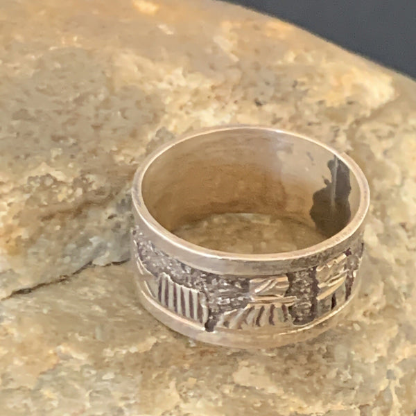 Navajo Pueblo Ring Size 10 11977N | Sterling Silver | Authentic Native American Handmade