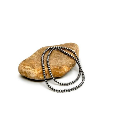 Native American 7mm Sterling Silver Navajo Pearls 26" Single Strand Necklace