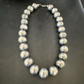 XL Round 18mm Navajo Pearls 17"Single Strand Necklace | Sterling Silver | Authentic Native American Handmade | 91817