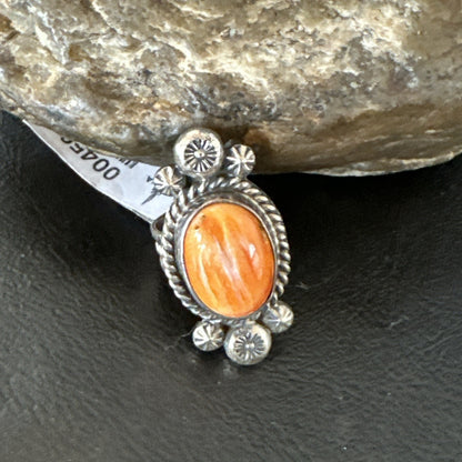 Orange Spiny Oyster Navajo Sterling Silver Ring Native American Size 6 00459