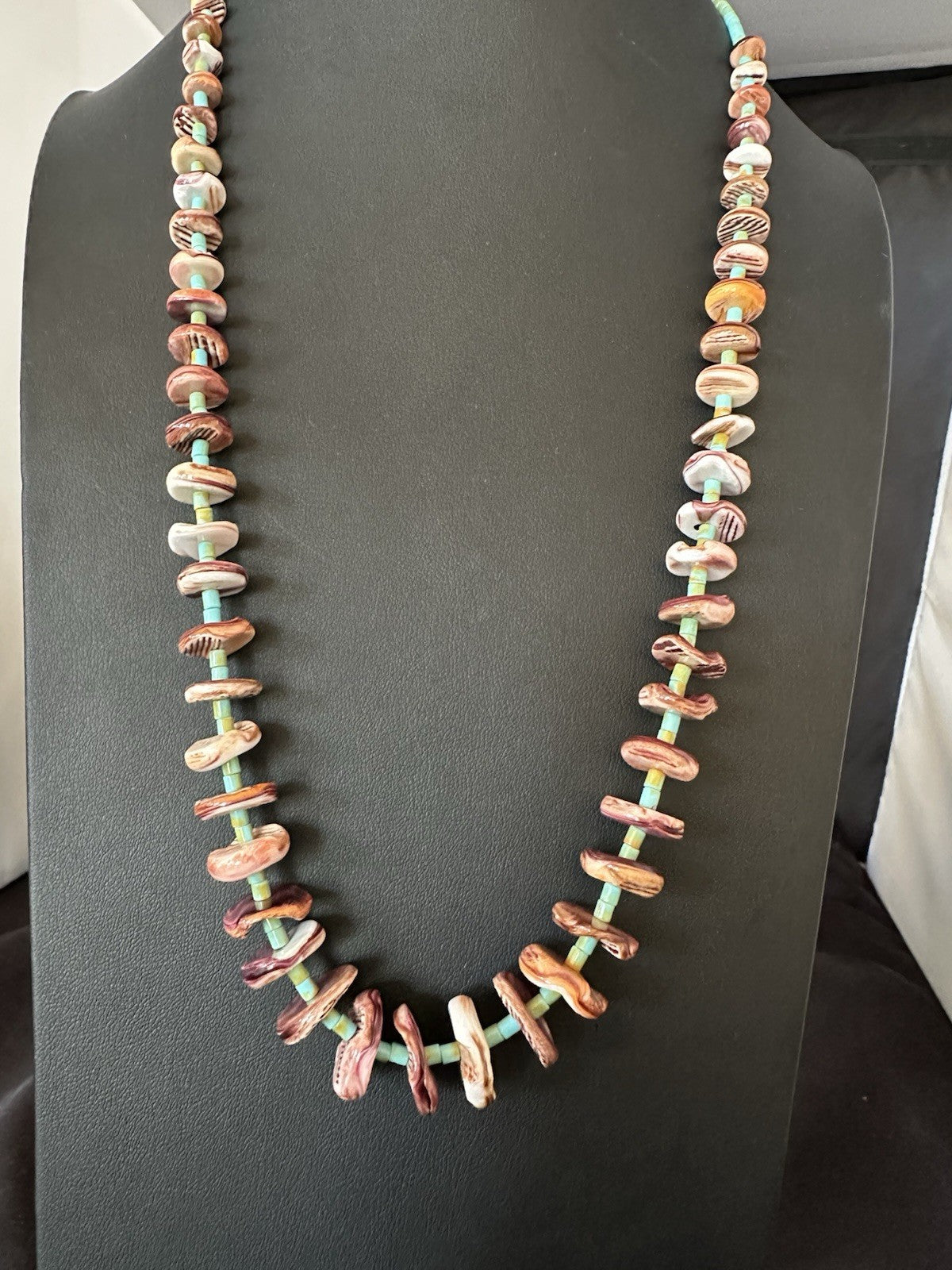 Purple Spiny Oyster Turquoise Navajo Pearls Sterling Silver Necklace 29” 19465