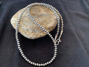 4mm Beads Navajo 18"Hook Eye Cone Necklace | Sterling Silver | Authentic Native American Handmade