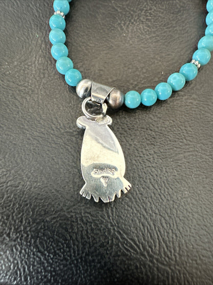 Blue Opal Pendant Turquoise Navajo Sterling Silver Necklace 23" 18734