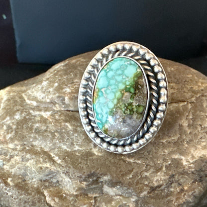 Navajo Sterling Silver Green Royston Turquoise Ring Size 7 19630