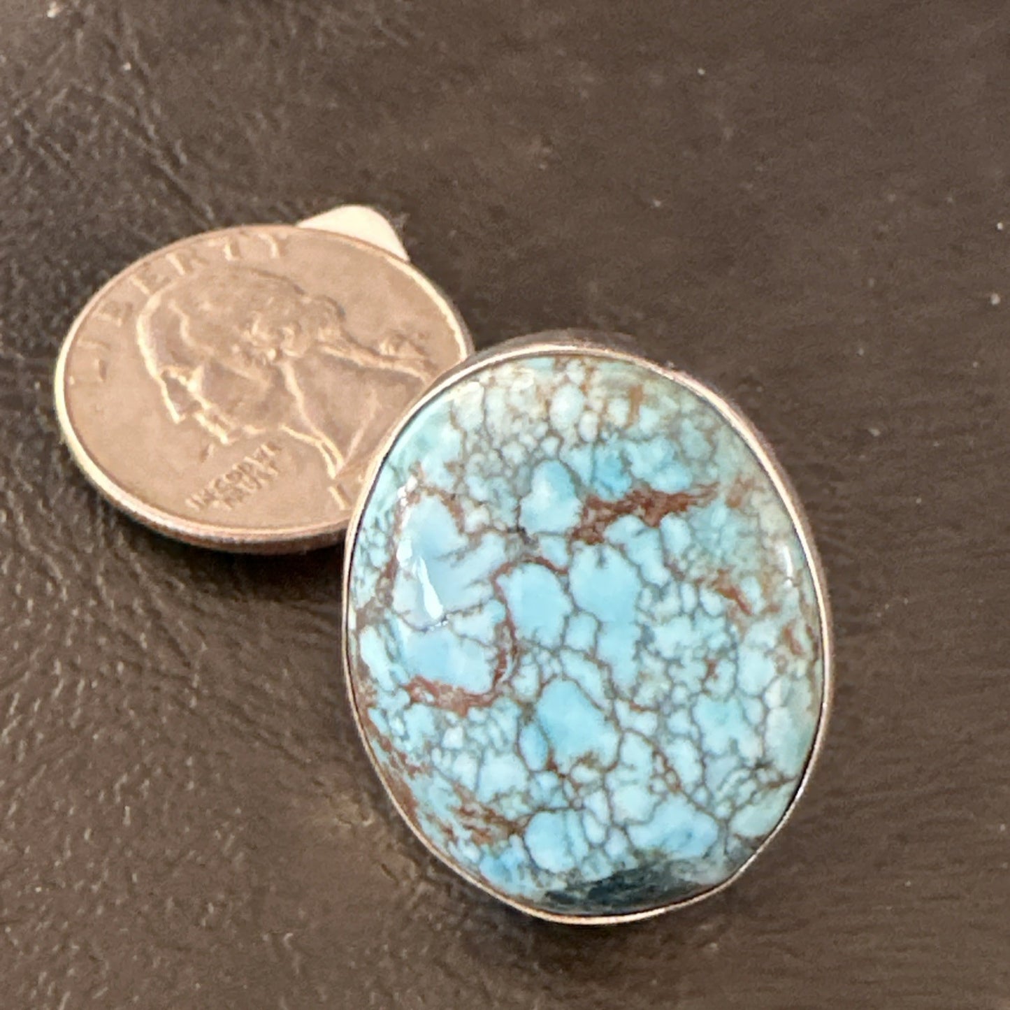 Blue Turquoise#8 Southwestern Sterling Silver Ring Size 5 19727