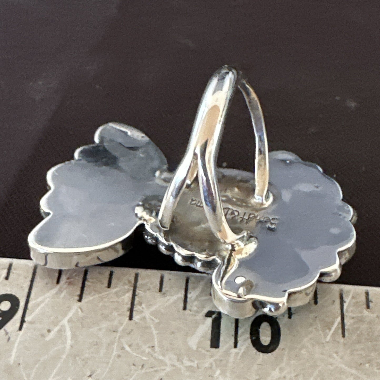 Cluster Blue Turquoise Spiny Oyster Sterling Silver Ring Size 7.5 18565