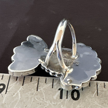 Cluster Blue Turquoise Spiny Oyster Sterling Silver Ring Size 7.5 18565