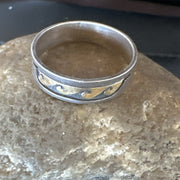 Men's Wedding Band Navajo Stamped 14K Gold Ring Sz 12 | Sterling Silver | Authentic Native American Handmade | 17968