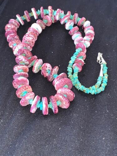 Navajo Purple Spiny Turquoise Necklace Sterling Silver 32" 11305