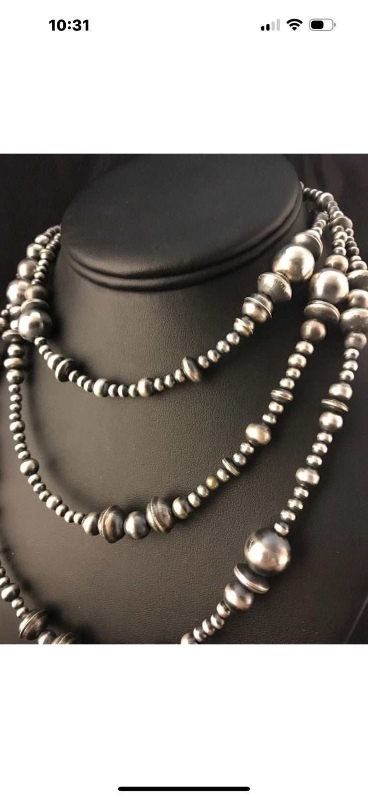 48” Long Navajo Pearls Mixed Bead Sterling Silver Necklace