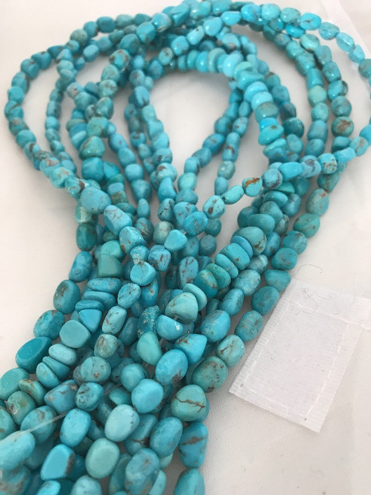 Native Turquoise Nugget Free Form Beads Beautiful Nacozari Set 16 Inch 10057