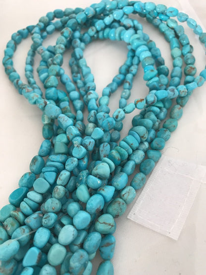 Native Turquoise Nugget Free Form Beads Beautiful Nacozari Set 16 Inch 10057