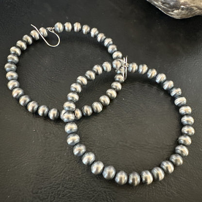 6mm Sterling Silver Beads Stainless Steel Wire Earrings 2.5” 17786
