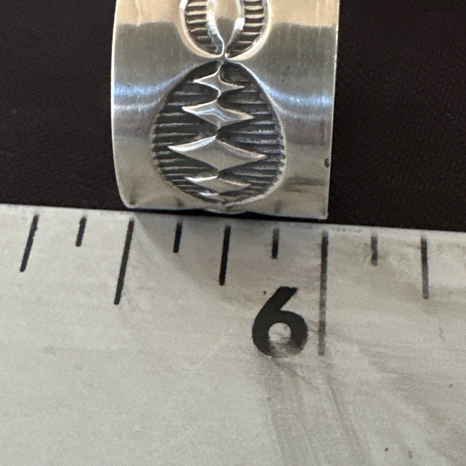 Mens Women Wedding Wide Band Navajo Stamped Sterling Silver Ring Size 7 17999