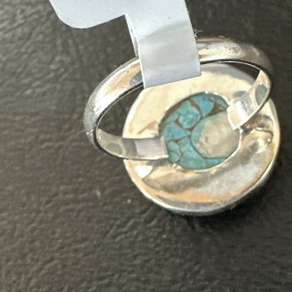 Blue Turquoise#8 Southwestern Sterling Silver Ring Size 7 19741