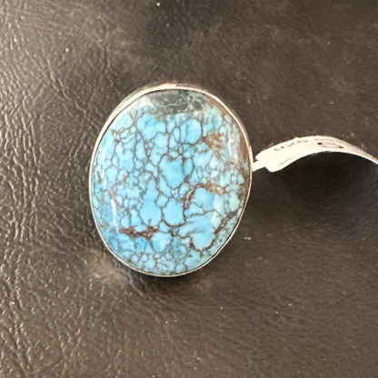 Blue Turquoise#8 Southwestern Sterling Silver Ring Size 5 19727